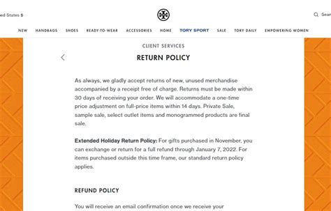 tory burch price adjustment policy.